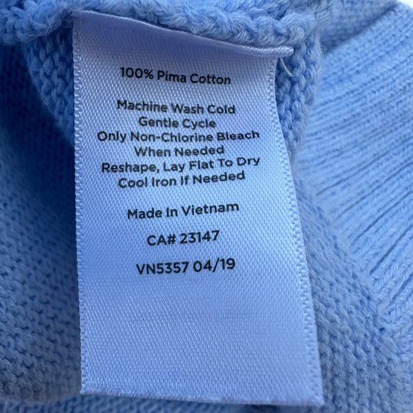 Talbots Light Blue Pima Cotton Sweater with Tie-Back - Medium - Picture 4 of 5